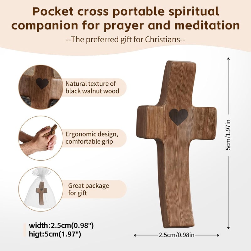 OOTDSE Wooden Cross Fidget for People with Anxiety Relief Handheld Small Pocket Cross Prayers Encouragement Christian Religious Gift for Adults/Teens/Elderly on Christmas/Easter,etc(20 Pcs) - Image 2